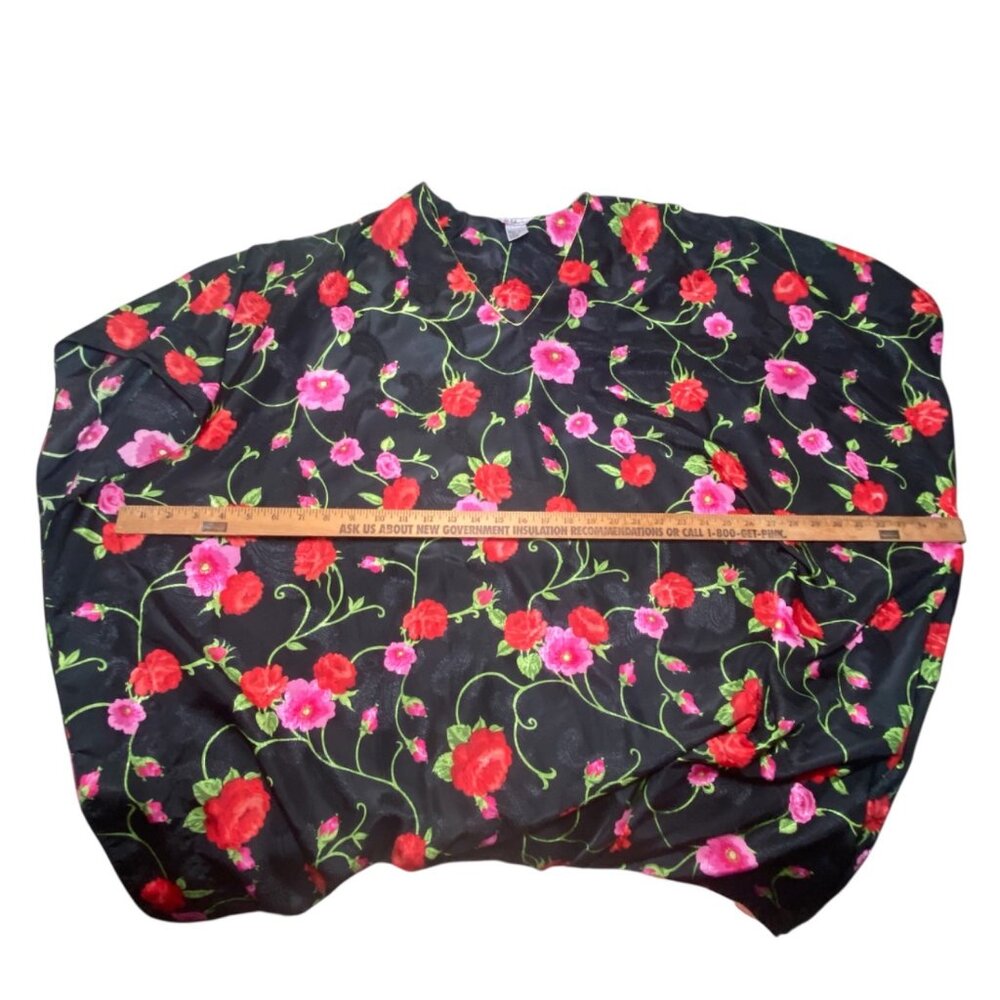 Floral Black Kaftan Dress One Size By Bellamaya Long Flowing Design Cottagecore - Picture 4 of 5